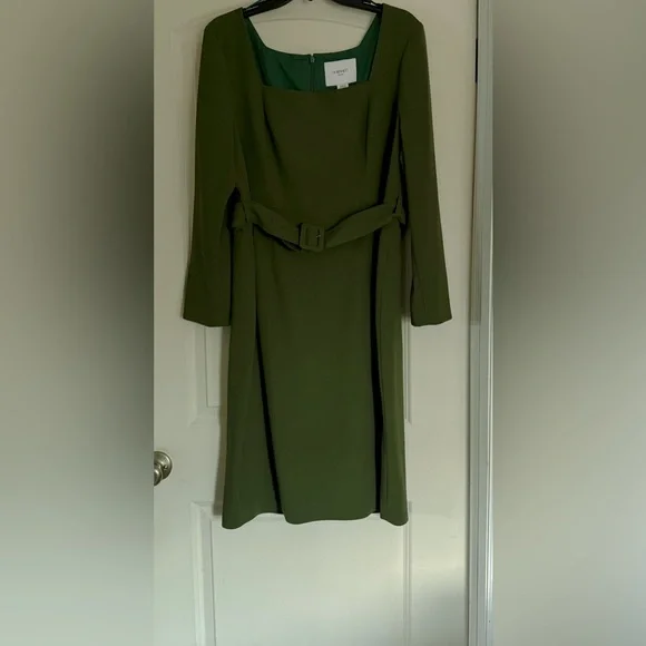 L.K. Bennett Carrington Green Recycled Polyester Blend Square Neck Dress - Picture 9 of 16